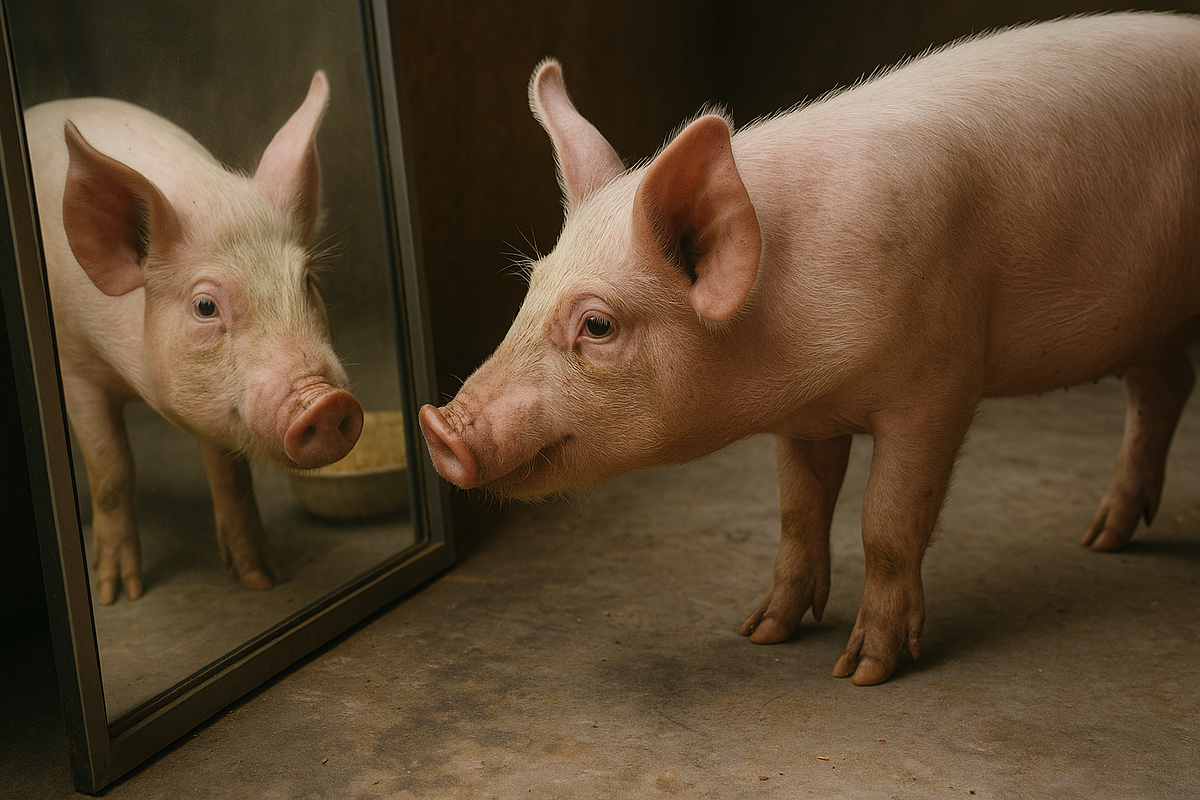 Quand les cochons se confrontent au miroir : une expérience révélatrice