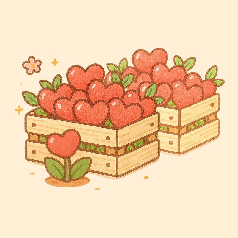 Deux cagettes de cœurs